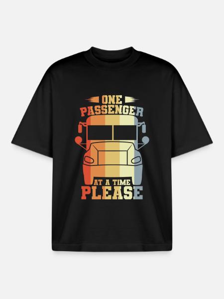 One passenger at a time, please - Boxy Heavyweight Unisex Organic T-Shirt by Stanley/Stella - black