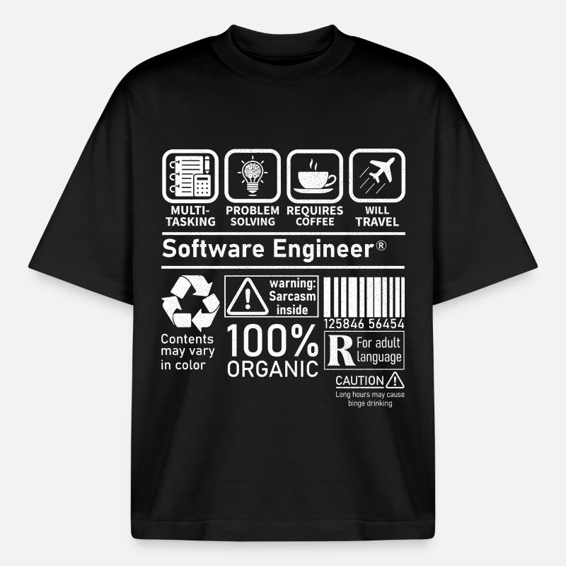 software engineer multi tasking problem solving - Boxy Heavyweight Unisex Organic T-Shirt by Stanley/Stella - black