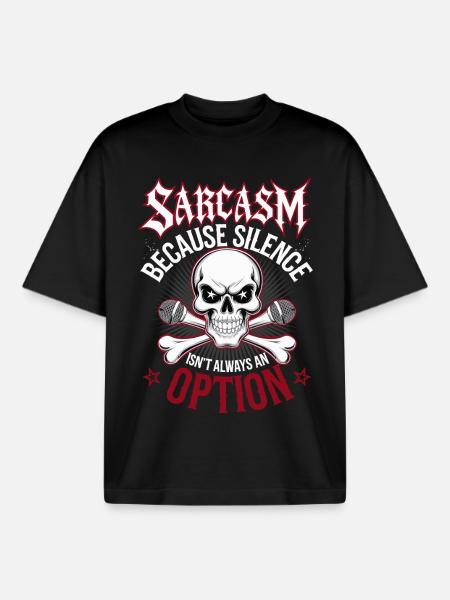 Sarcasm – Silence Isn't Always an Option - Boxy Heavyweight Unisex Organic T-Shirt by Stanley/Stella - black