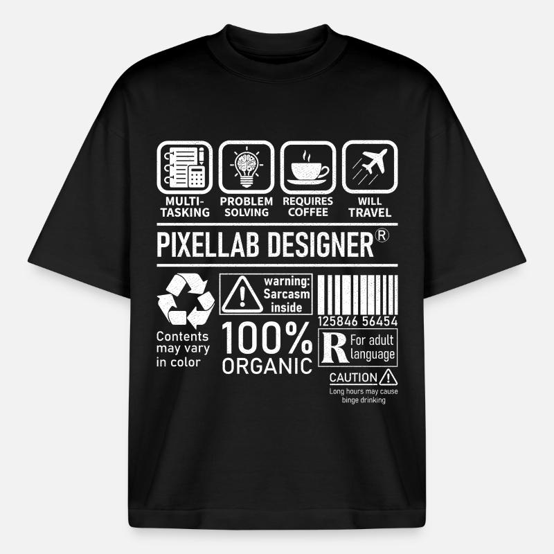 Pixellab Designer multi tasking problem solving - Boxy Heavyweight Unisex Organic T-Shirt von Stanley/Stella - Schwarz