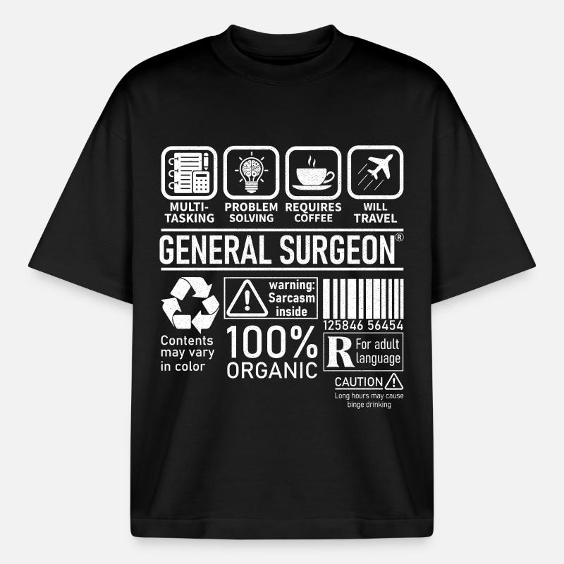 General Surgeon multi tasking problem solving - Boxy Heavyweight Unisex Organic T-Shirt by Stanley/Stella - black