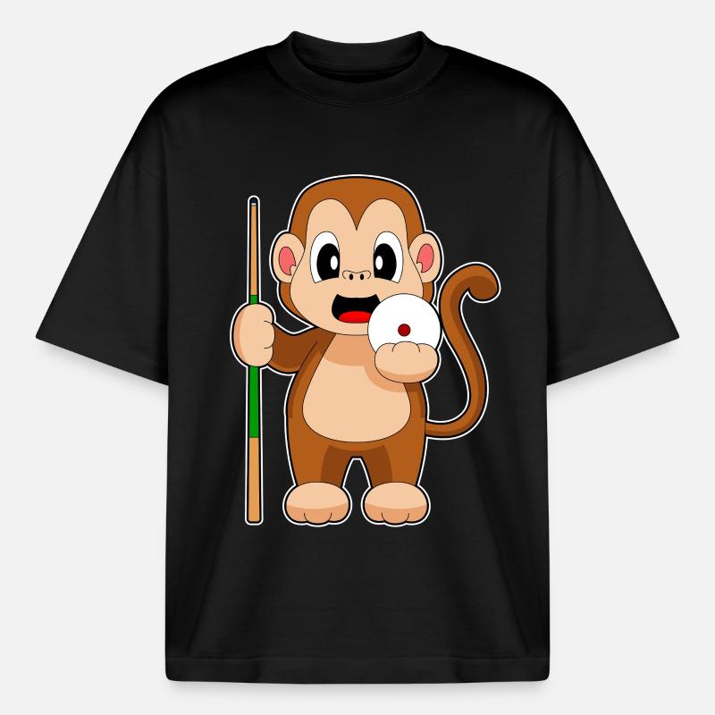 Queue de billard Monkey - T-shirt unisexe boxy épais biologique Stanley/Stella - noir