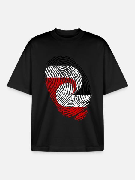 Maori flag fingerprints - Boxy Heavyweight Unisex Organic T-Shirt by Stanley/Stella - black