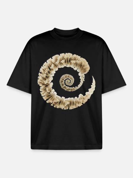 Fibonacci Fungi Spiral | Sacred Nature Art - Boxy Heavyweight Unisex Organic T-Shirt by Stanley/Stella - black