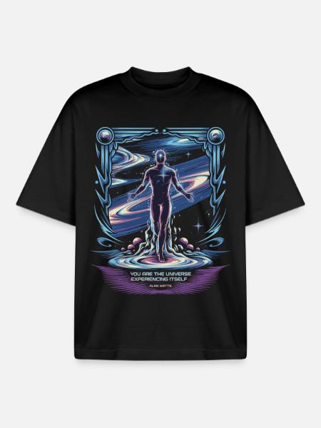 Cosmic Self | Alan Watts Universe Quote - Boxy Heavyweight Unisex Organic T-Shirt by Stanley/Stella - black