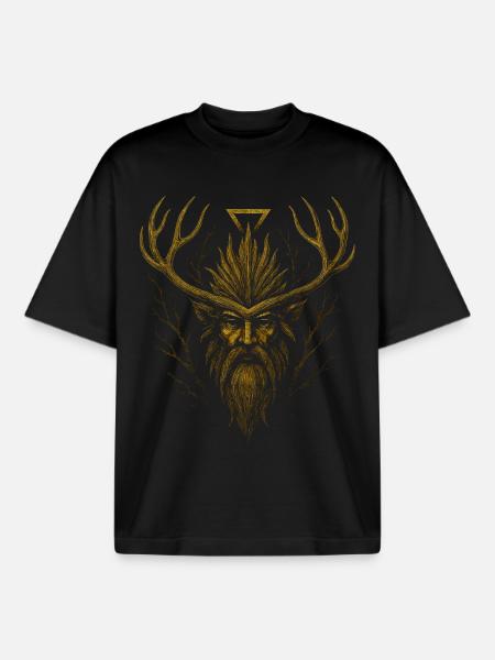 Leshy | Earth Element Forest Guardian - Boxy Heavyweight Unisex Organic T-Shirt by Stanley/Stella - black