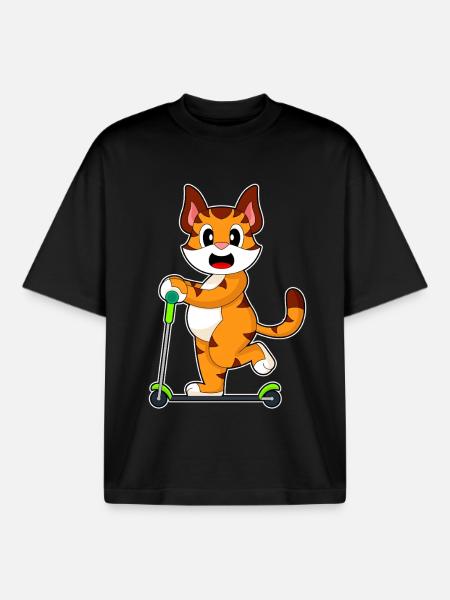 Tiger Scooter - Boxy Heavyweight Unisex Organic T-Shirt by Stanley/Stella - black