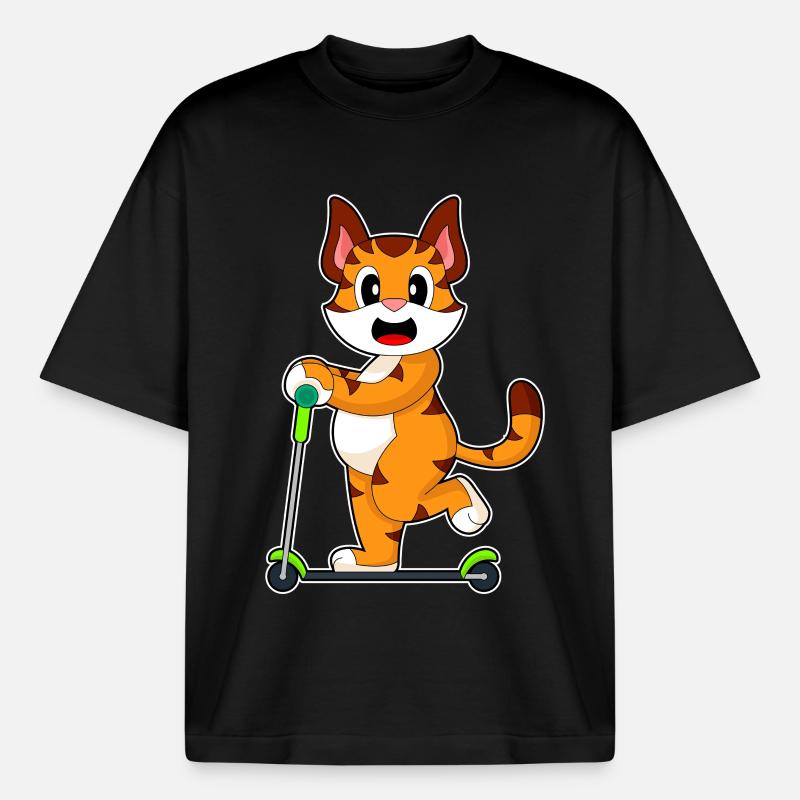 Trottinette Tiger - T-shirt unisexe boxy épais biologique Stanley/Stella - noir