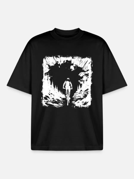 Mountain Biking Sketch - Boxy Heavyweight Unisex Organic T-Shirt by Stanley/Stella - black