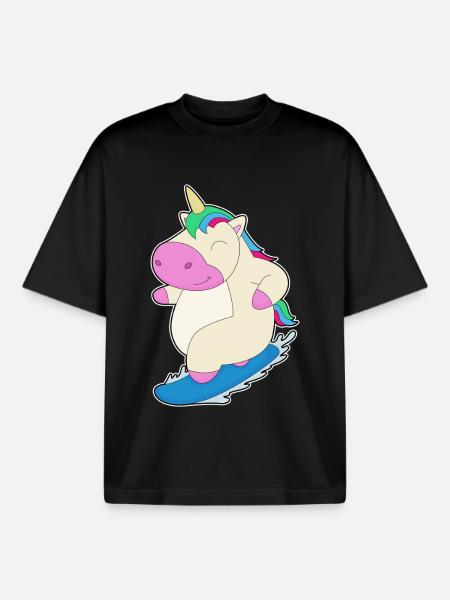Einhorn Snowboarder Snowboard - Boxy Heavyweight Unisex Organic T-Shirt von Stanley/Stella - Schwarz