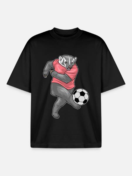 Badger Soccer Player Soccer - Boxy Heavyweight Unisex Organic T-Shirt by Stanley/Stella - black