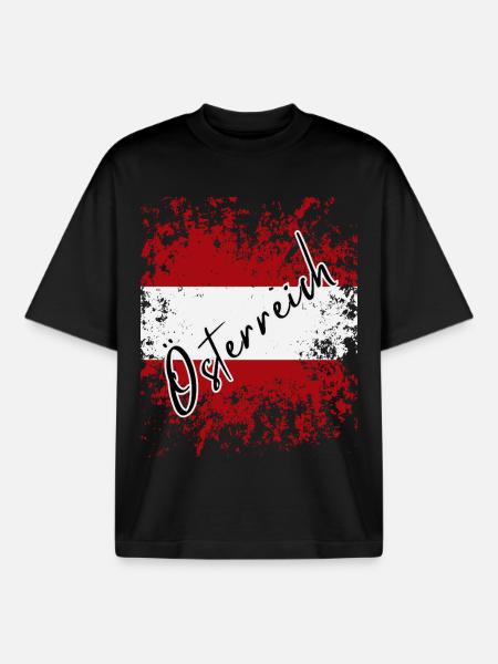 Flag of Austria, Austrian pride - Boxy Heavyweight Unisex Organic T-Shirt by Stanley/Stella - black