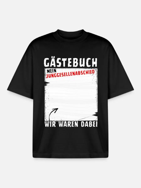 Gästebuch Junggesellenabschied - Boxy Heavyweight Unisex Organic T-Shirt von Stanley/Stella - Schwarz
