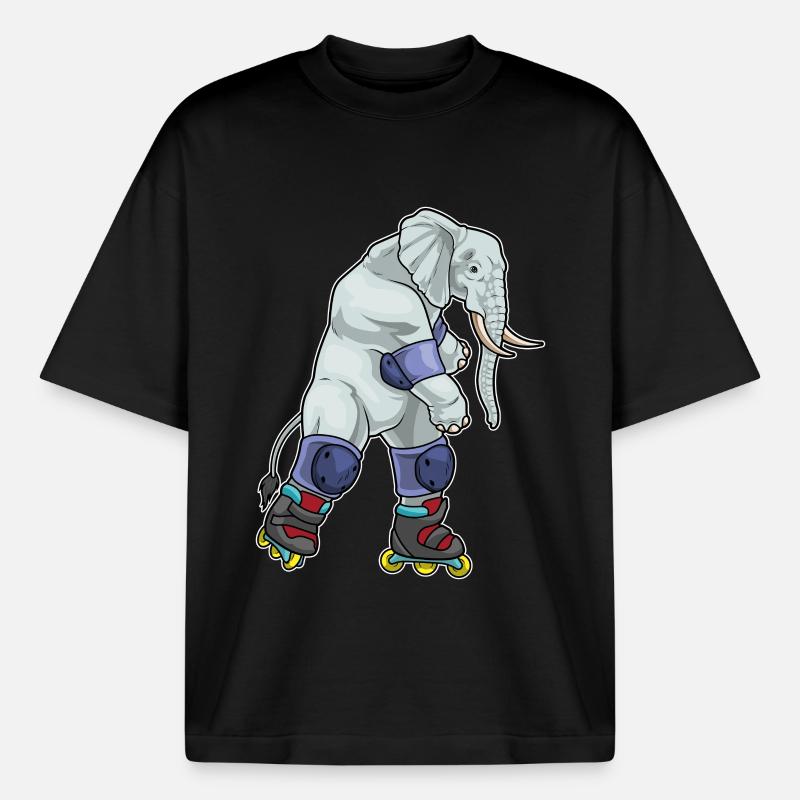 Elefant Inline skating Inline skates - Boxy Heavyweight Unisex Organic T-Shirt by Stanley/Stella - black