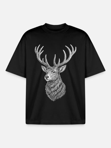 Deer - Boxy Heavyweight Unisex Organic T-Shirt by Stanley/Stella - black