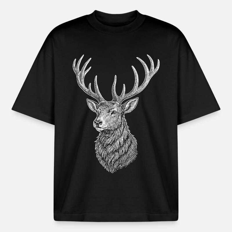Deer - Heavyweight Boxy Unisex T-Shirt by Stanley/Stella - black