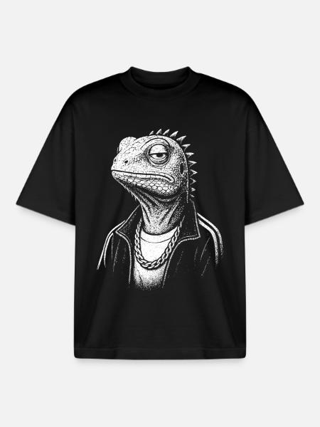 Street-Style Lizard - Boxy Heavyweight Unisex Organic T-Shirt by Stanley/Stella - black