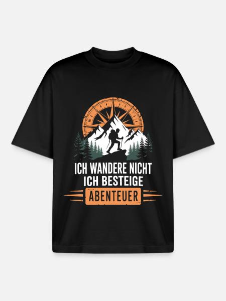 Wandern Abenteuer Wander Shirt - Boxy Heavyweight Unisex Organic T-Shirt von Stanley/Stella - Schwarz