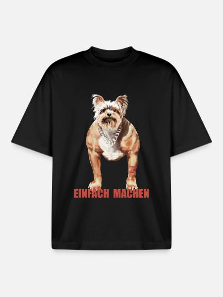 Humorous Doggynator with Saying - Boxy Heavyweight Unisex Organic T-Shirt by Stanley/Stella - black