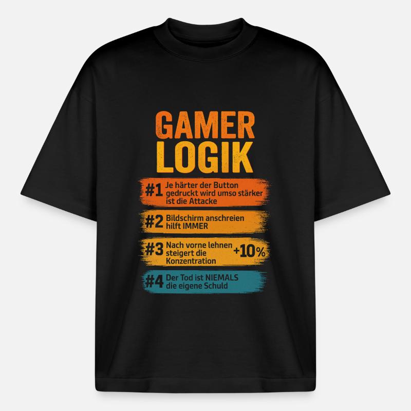 Gamer Logik Computer PC Controller Zocker - Boxy Heavyweight Unisex Organic T-Shirt von Stanley/Stella - Schwarz