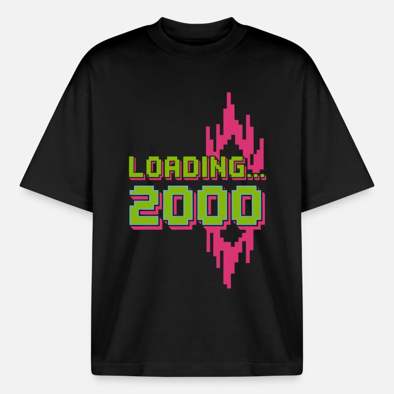 Retro Pixel Loading 2000 Design - Heavyweight Unisex Boxy T-Shirt von stanley/stella	 - Schwarz