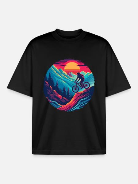 VTT à l’ancienne - T-shirt unisexe boxy épais biologique Stanley/Stella - noir