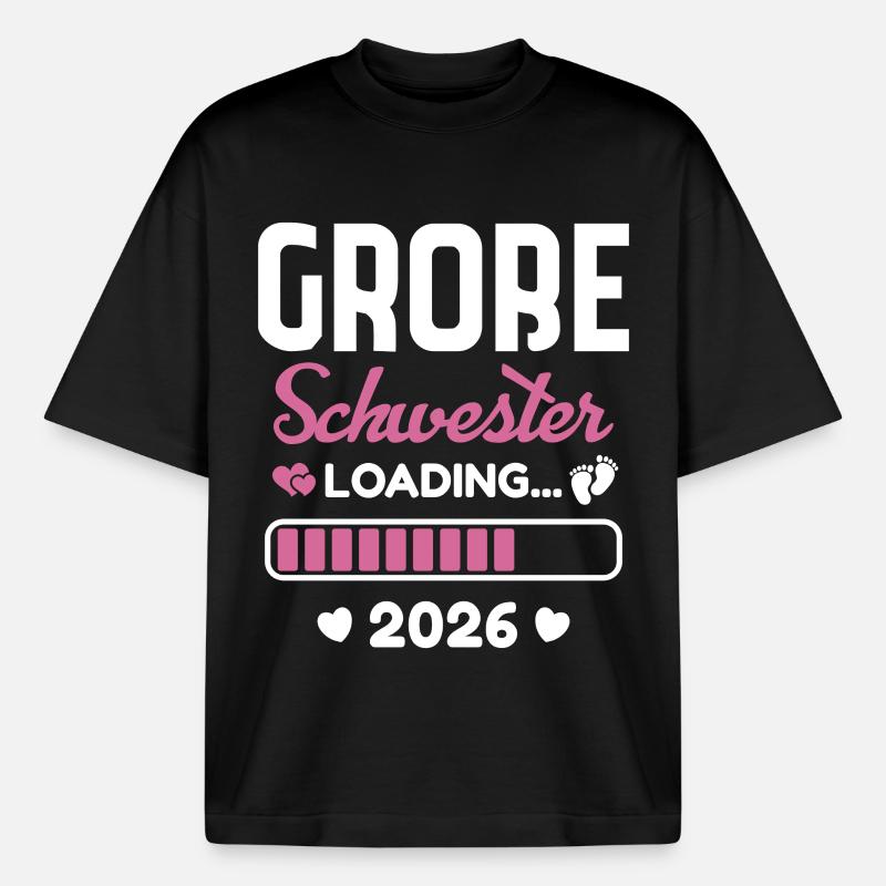 Große Schwester 2026 Loading - Boxy Heavyweight Unisex Organic T-Shirt von Stanley/Stella - Schwarz