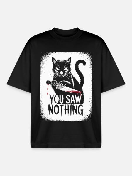 Düstere Katzen-Motiv mit Blutigem Messer - Boxy Heavyweight Unisex Organic T-Shirt von Stanley/Stella - Schwarz
