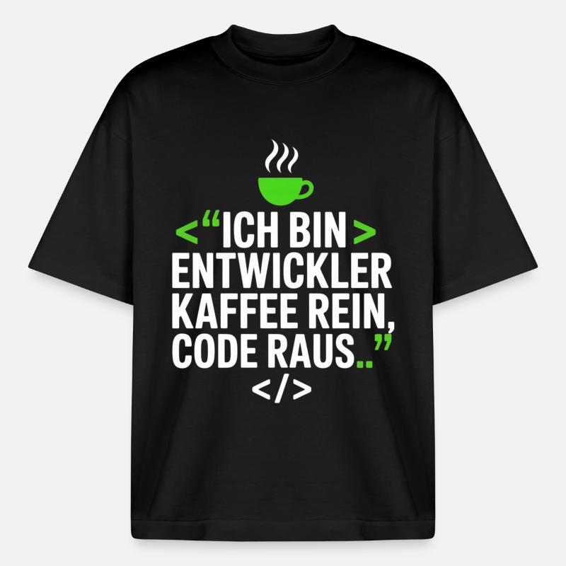 Entwickler Kaffee Programmier Spruch - Boxy Heavyweight Unisex Organic T-Shirt von Stanley/Stella - Schwarz