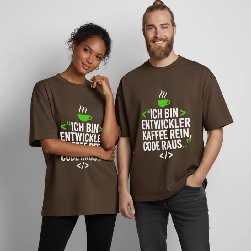 Developer Coffee Programming Saying Boxy Heavyweight Unisex Organic T-Shirt by Stanley/Stella