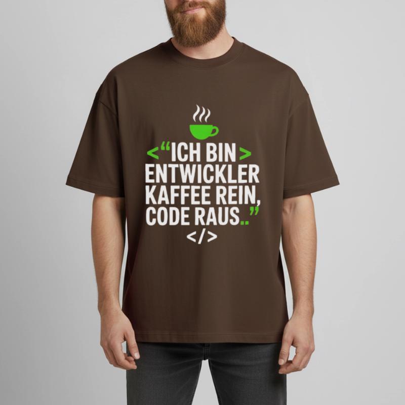 Developer Coffee Programming Saying Boxy Heavyweight Unisex Organic T-Shirt by Stanley/Stella