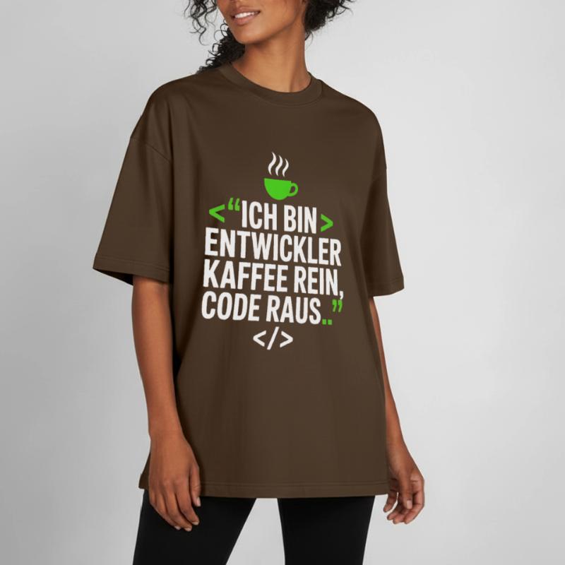 Developer Coffee Programming Saying Boxy Heavyweight Unisex Organic T-Shirt by Stanley/Stella