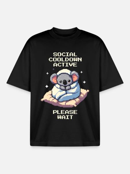Social cooldown active | Introverted humor - Boxy Heavyweight Unisex Organic T-Shirt by Stanley/Stella - black