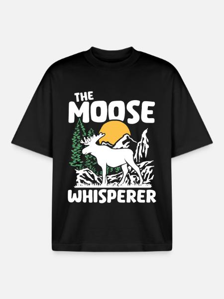 Moose Nature Silhouette Design - Boxy Heavyweight Unisex Organic T-Shirt by Stanley/Stella - black