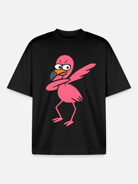 Dancing Flamingo Dabbing - T-shirt unisexe boxy épais biologique Stanley/Stella - noir