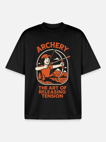 Archery: The Art of Relieving Tension - Boxy Heavyweight Unisex Organic T-Shirt by Stanley/Stella - black