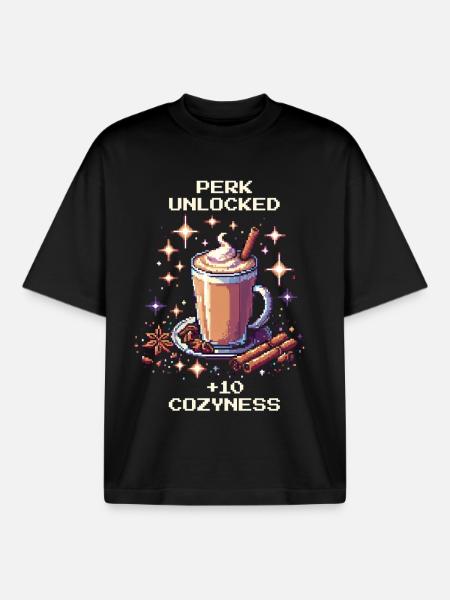 Perk: +10 Gemütlichkeit | Chai Latte - Boxy Heavyweight Unisex Organic T-Shirt von Stanley/Stella - Schwarz