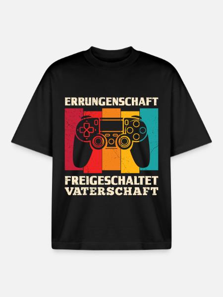 Werdender Vater ERRUNGENSCHAFT FREIGESCHALTET - Boxy Heavyweight Unisex Organic T-Shirt von Stanley/Stella - Schwarz