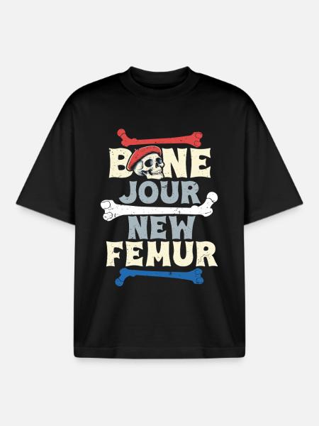 Beinbruch Gebrochener Oberschenkel Bone Jour - Boxy Heavyweight Unisex Organic T-Shirt von Stanley/Stella - Schwarz