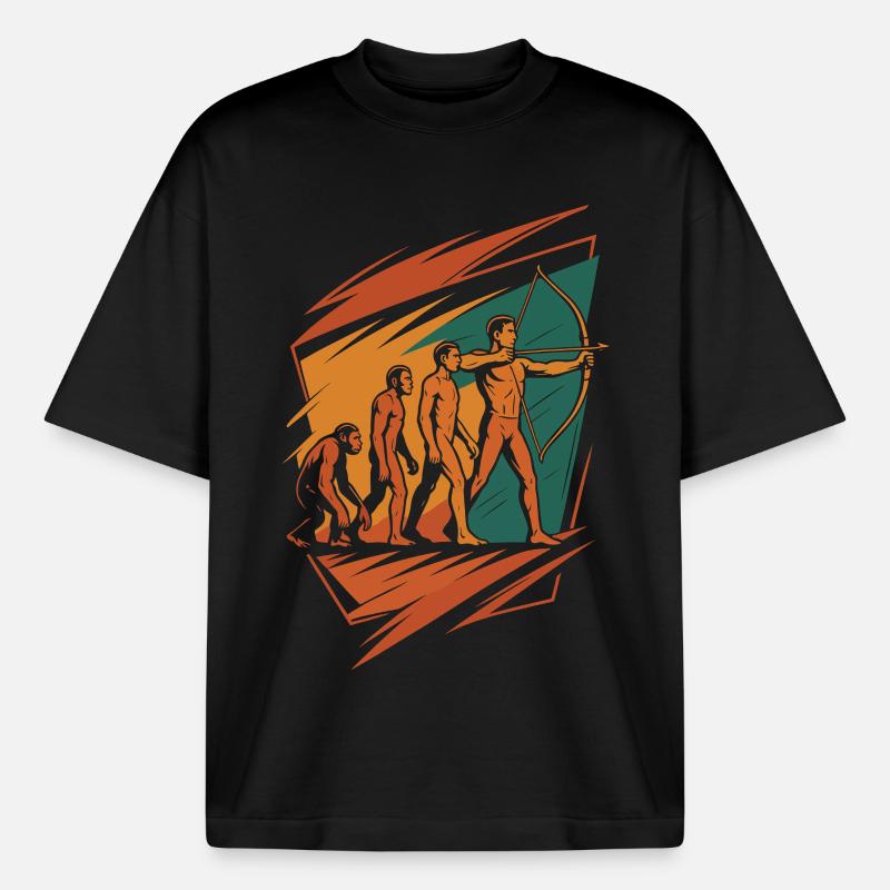 Evolution of Archery Archer Bow Target - Boxy Heavyweight Unisex Organic T-Shirt by Stanley/Stella - black