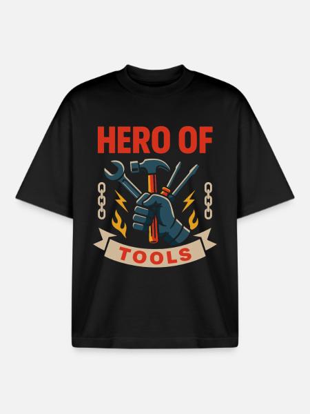 Værktøjernes helt Sjove værkstedsmekaniker - Stanley/Stella unisex boxy heavyweight T-shirt økologisk - sort