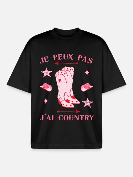 I CAN'T COUNTRY RODEO BOOT GIRL - Boxy Heavyweight Unisex Organic T-Shirt by Stanley/Stella - black