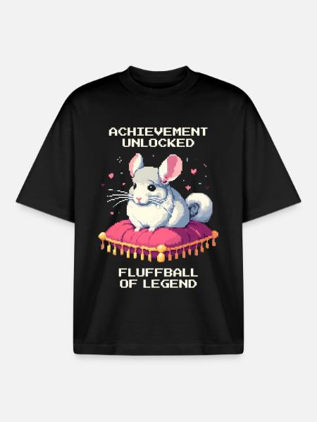 Saavutus: Legendaarinen pörröpallo | Chinchilla - Unisex boxy raskas T-paita luomupuuvillasta Stanley/Stellalta - musta