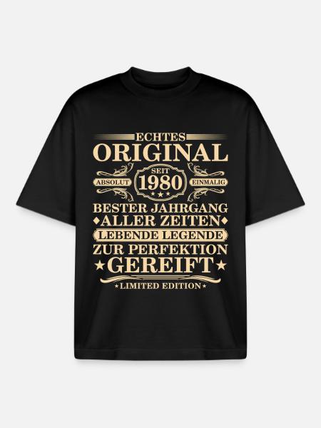 Original since 1980 - 45th birthday - Boxy Heavyweight Unisex Organic T-Shirt by Stanley/Stella - black