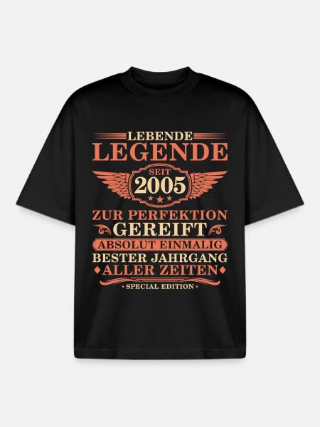 20e anniversaire millésime 2005 - T-shirt unisexe boxy épais biologique Stanley/Stella - noir