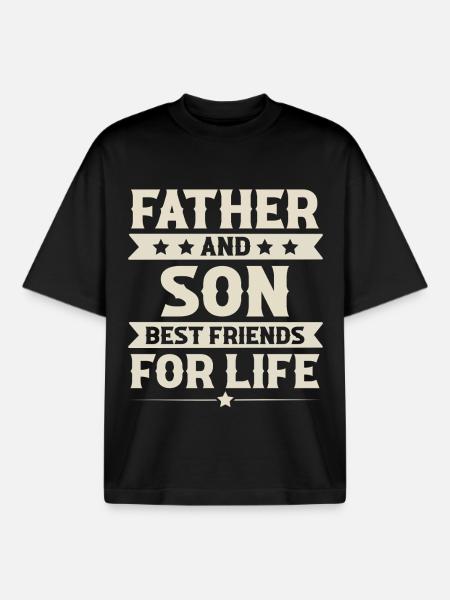 Father and son - Boxy Heavyweight Unisex Organic T-Shirt by Stanley/Stella - black