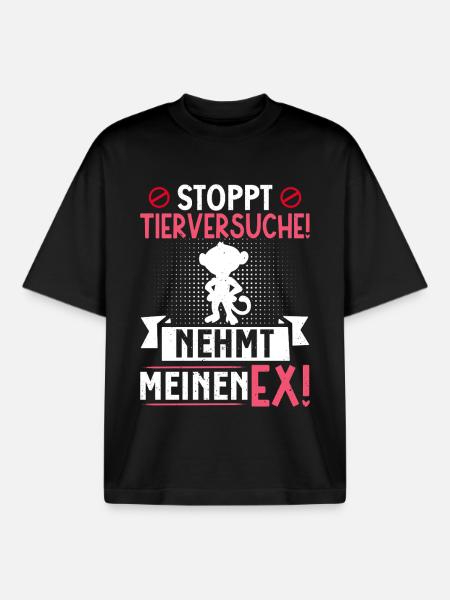 Animal welfare STOP ANIMAL TESTING TAKE MY EX - Boxy Heavyweight Unisex Organic T-Shirt by Stanley/Stella - black
