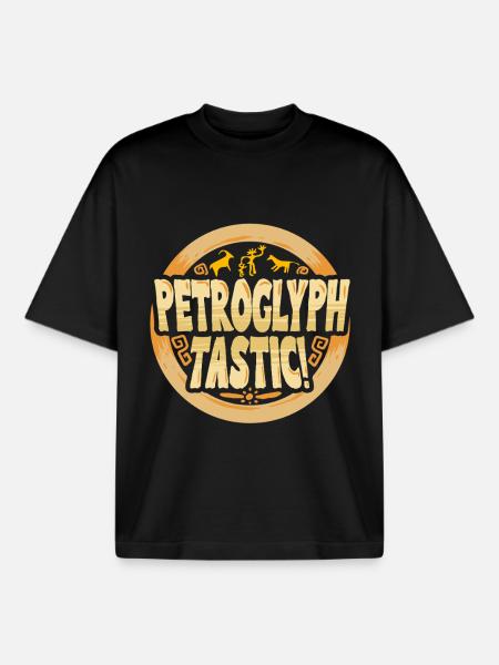 Petroglyph Tastic Petroglyphs Pictograms - Boxy Heavyweight Unisex Organic T-Shirt by Stanley/Stella - black