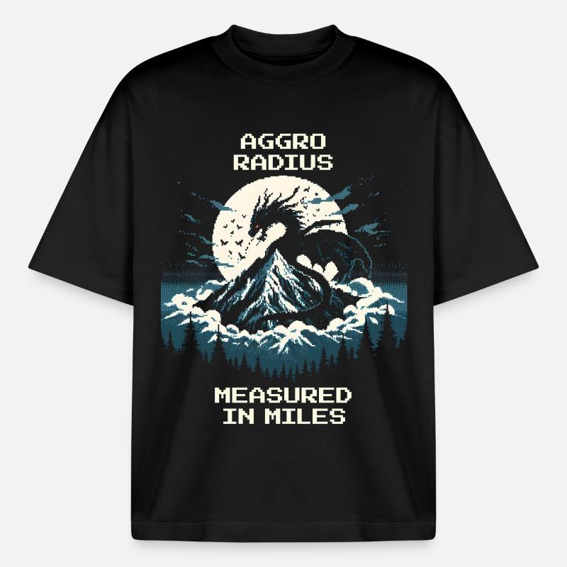 Aggro-Radius | Retro Drache Pixel Art - Boxy Heavyweight Unisex Organic T-Shirt von Stanley/Stella - Schwarz
