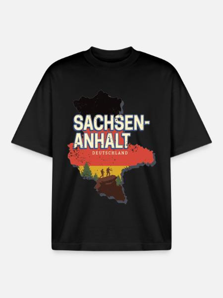 Saxony Anhalt Germany State Souvenir - Boxy Heavyweight Unisex Organic T-Shirt by Stanley/Stella - black